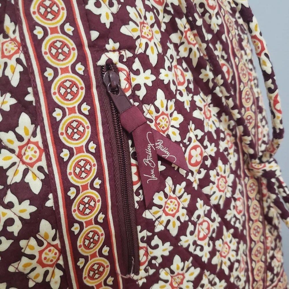 🌻HP Vera Bradley Drawstring Backpack Bag Burgandy Medallion Pattern - Picture 7 of 11